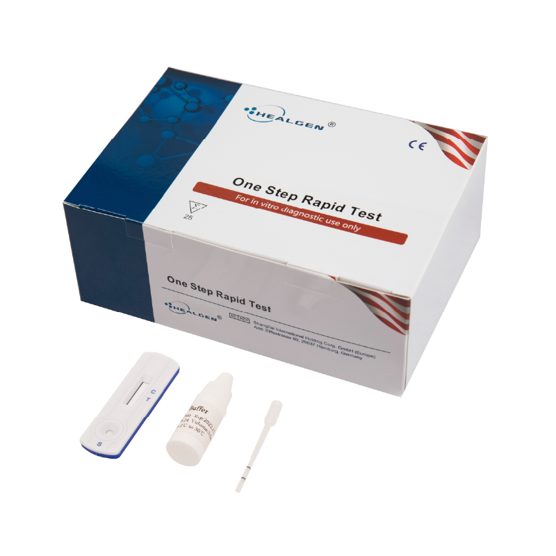 A photo of a box and test devices for d-dimer testing